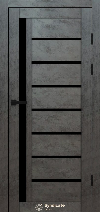Двери Syndicat Doors PVC 101 Бетон тёмный чёрное стекло